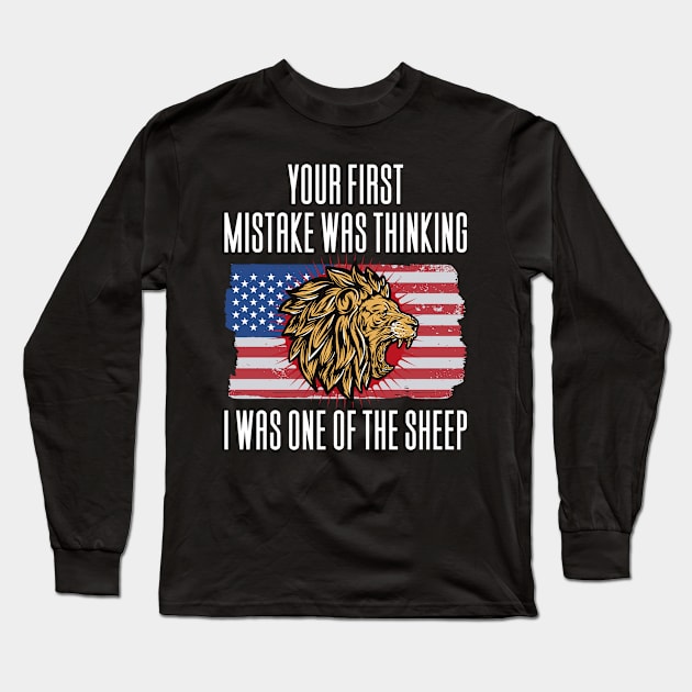 Conservative Lion Sheep Long Sleeve T-Shirt by Aajos